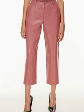 Babaton Faux Leather High Rise Command Cropped Trouser Pants Aritzia Cider Pink